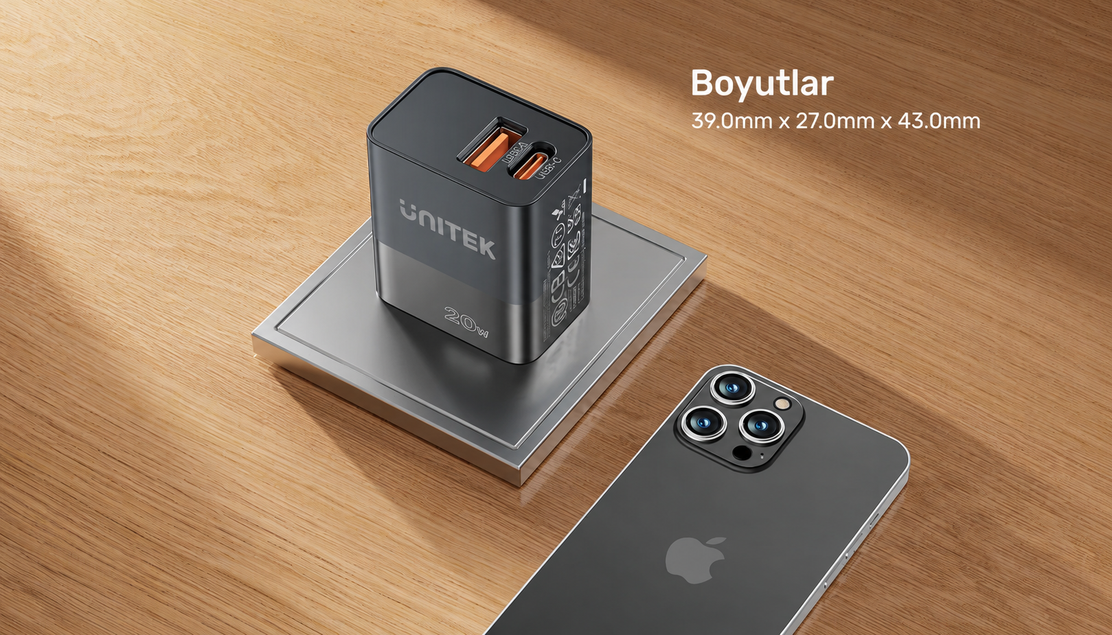Unitek 20W Hızlı Şarj Adaptörü 1*USB-C 1*USB-A