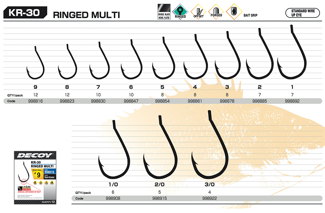 Decoy KR-30 Ringed Multi Delikli Olta İğnesi BN #1