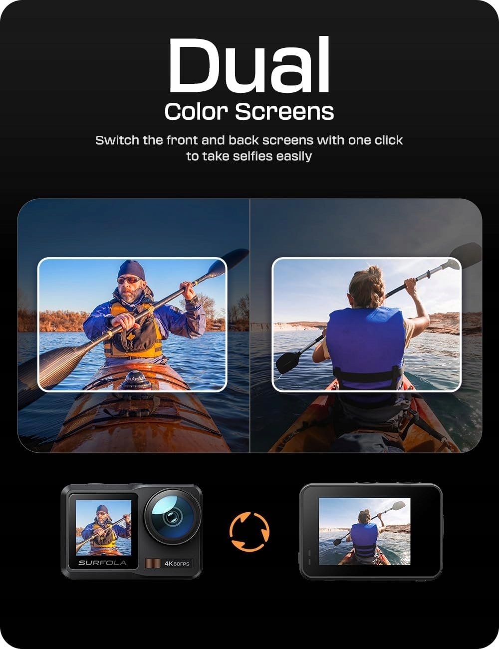 Kolay kayıt için çift taraflı dokunmatik ekran