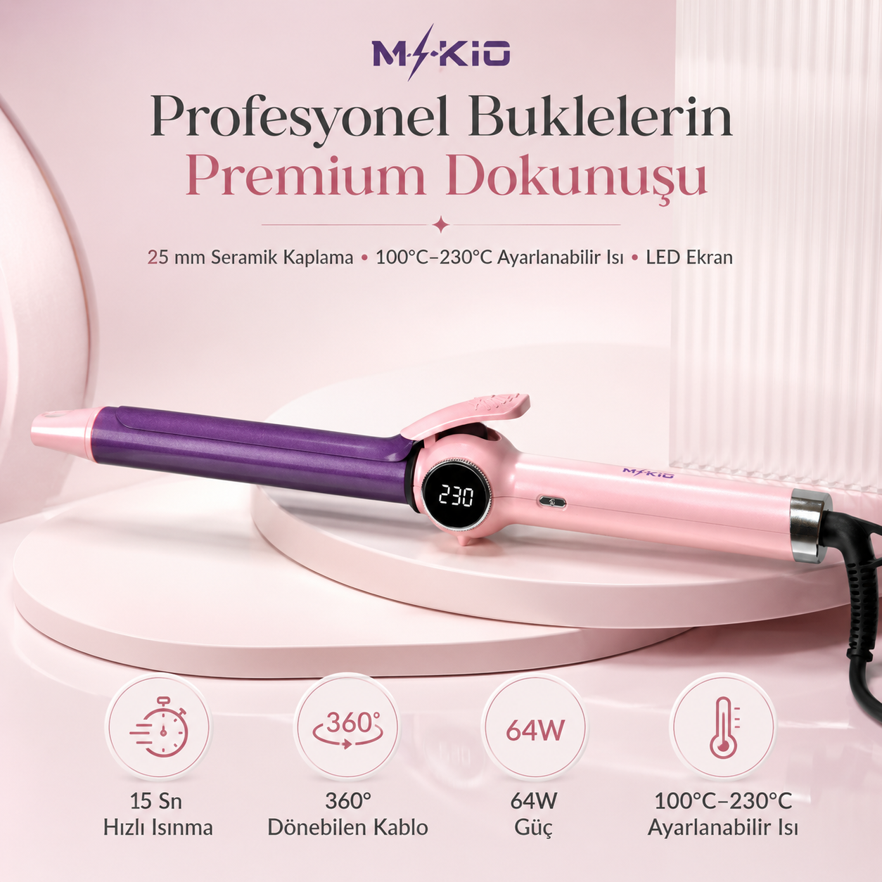MKİO 25 mm seramik saç maşası