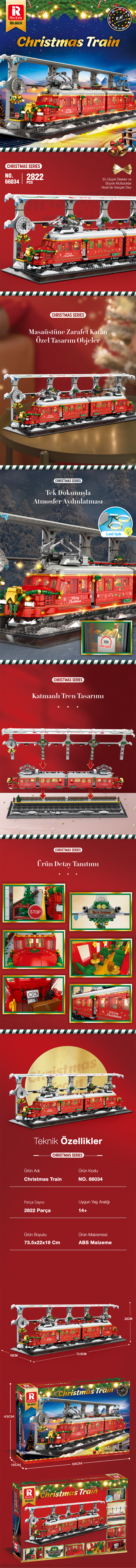 Reobrix Christmas Train 66034 Brick Yapım Seti