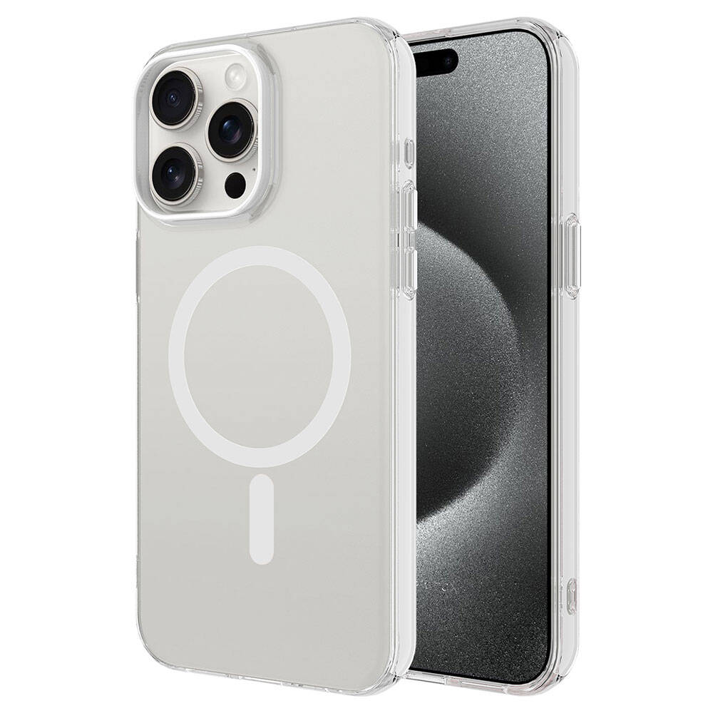 Apple iPhone 15 Pro Max Kılıf Zore M-safe Şarj Özellikli Buzlu Transparan C-Pro Sert Kapak - 2