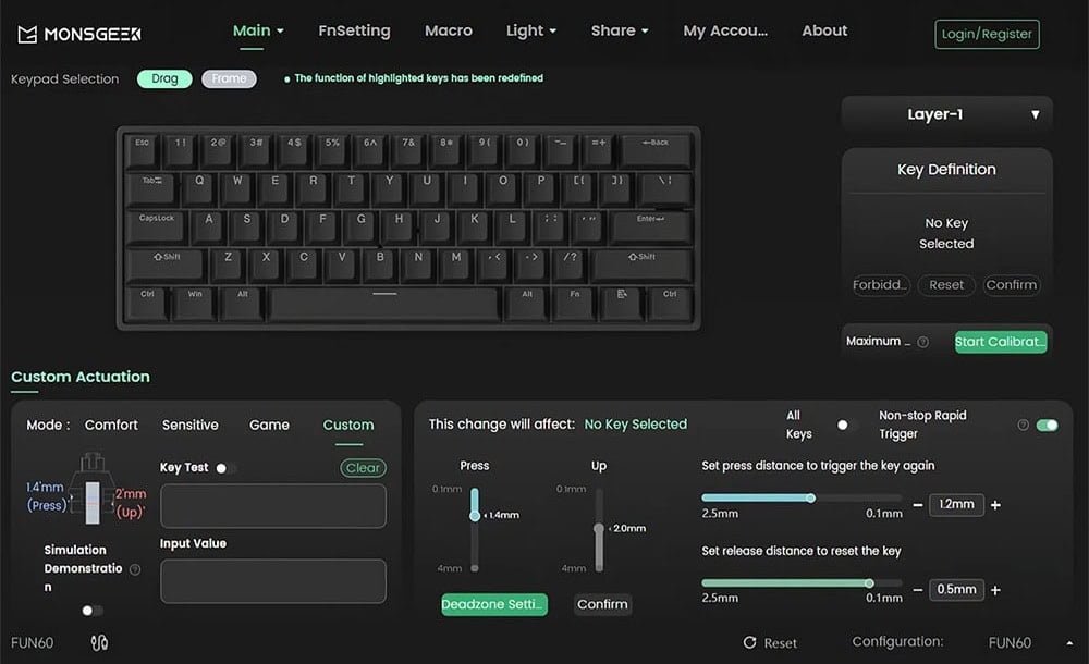 Akko Monsgeek Fun60 Max Shine Through Black Gaming Klavye H16