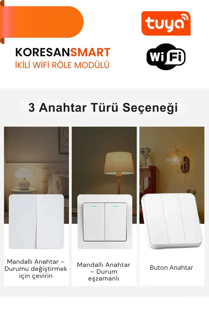İkili Wifi Tuya Röle Modülü
