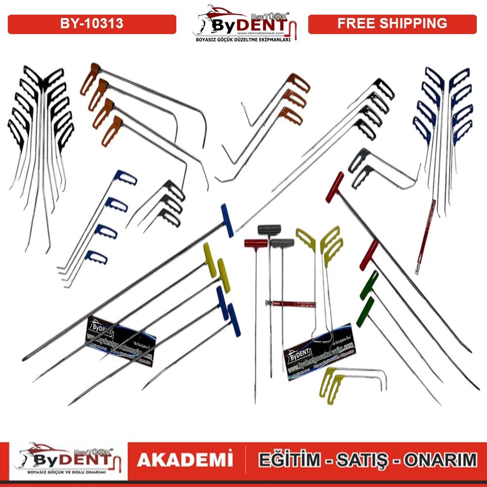 pdr, tools, göçük, düzeltme, kuşak arası, boyasız göçük, boyasız göçük düzeltme, pdr tools, otomalzemeal, bydent, göçük düzeltme ekipmanı,