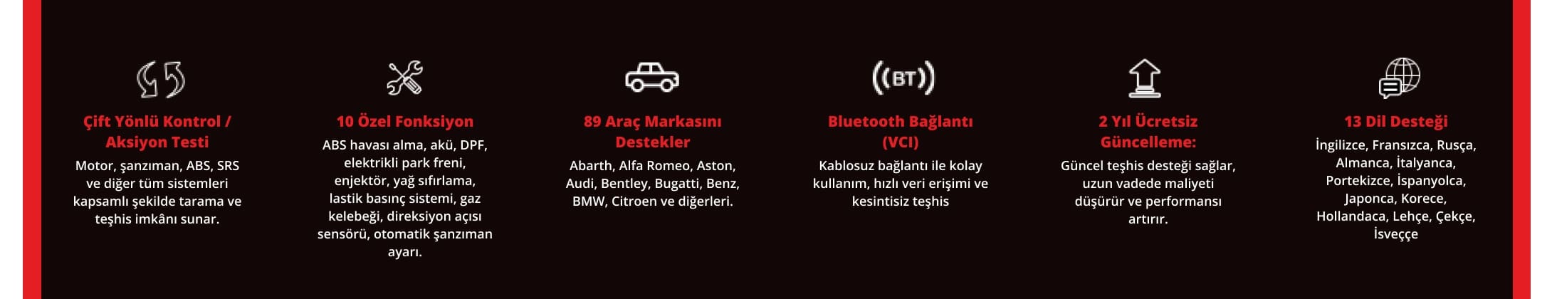 Ancel V5 BT Arıza Tespit Cihazı - Genel Özellikler