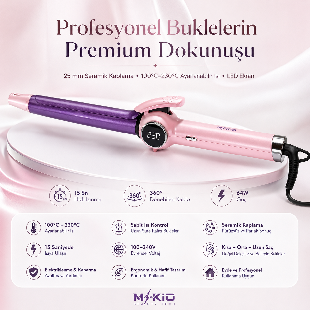 MKİO 25 mm saç maşası teknik özellikleri