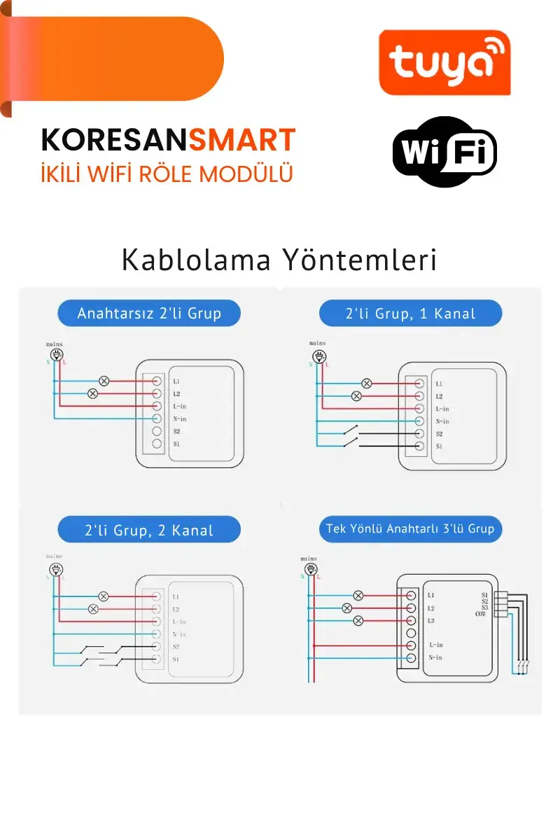 İkili Wifi Tuya Röle Modülü