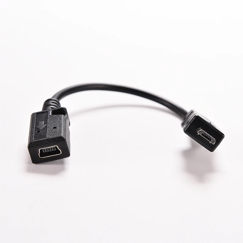 1PC 17cm Micro USB Male to Mini USB Female Data Sync Charging Adapter Cable Black Male to Female USB Cable