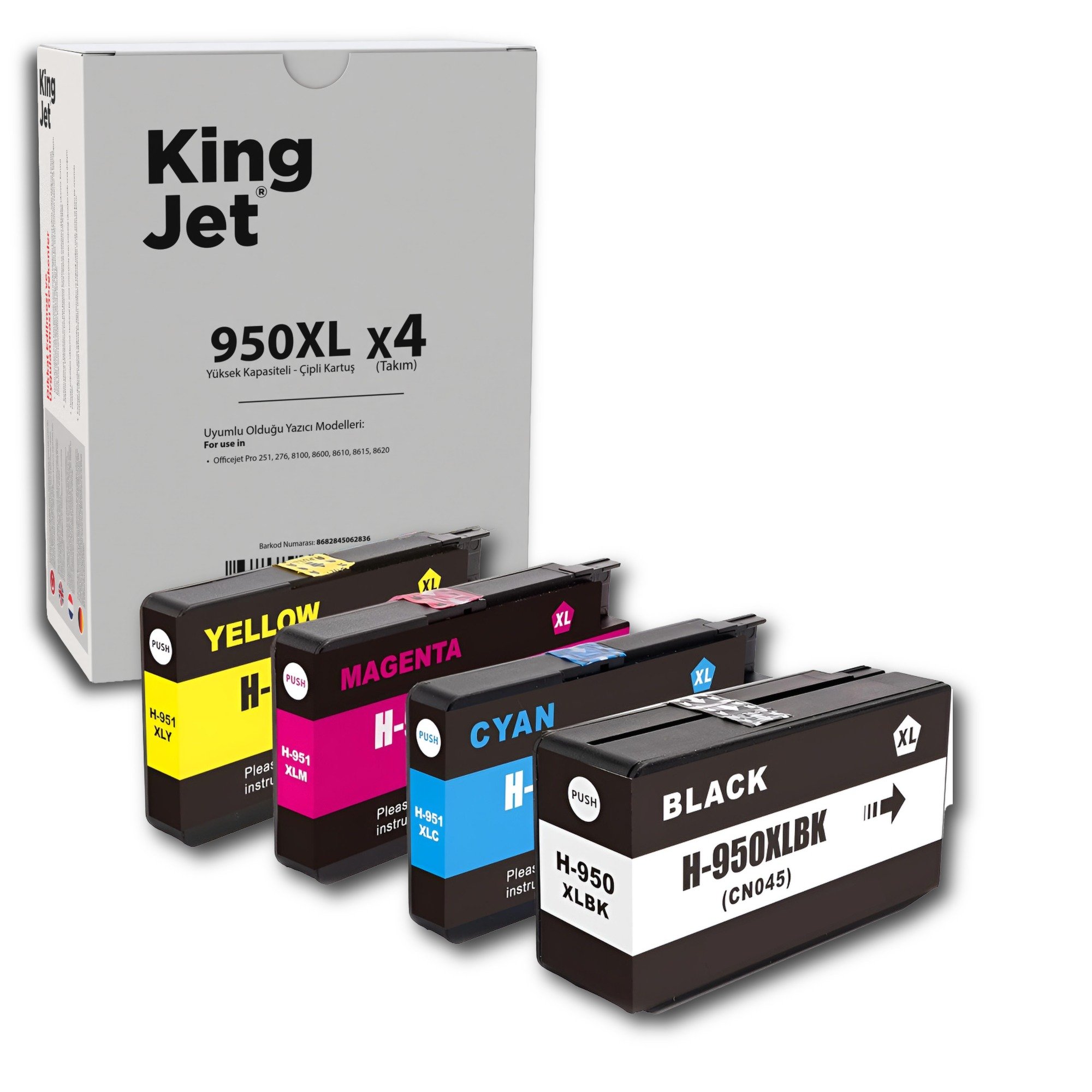 KingJET 950XL Uyumlu Çipli 4 Renk Yüksek Kapasiteli Kartuş Ana Görseli