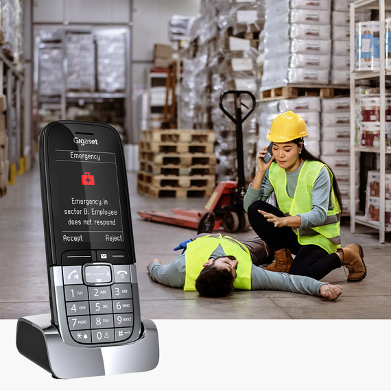 gigaset sl850h pro aml acil durumunu endüstriyel depoda gösteriyor