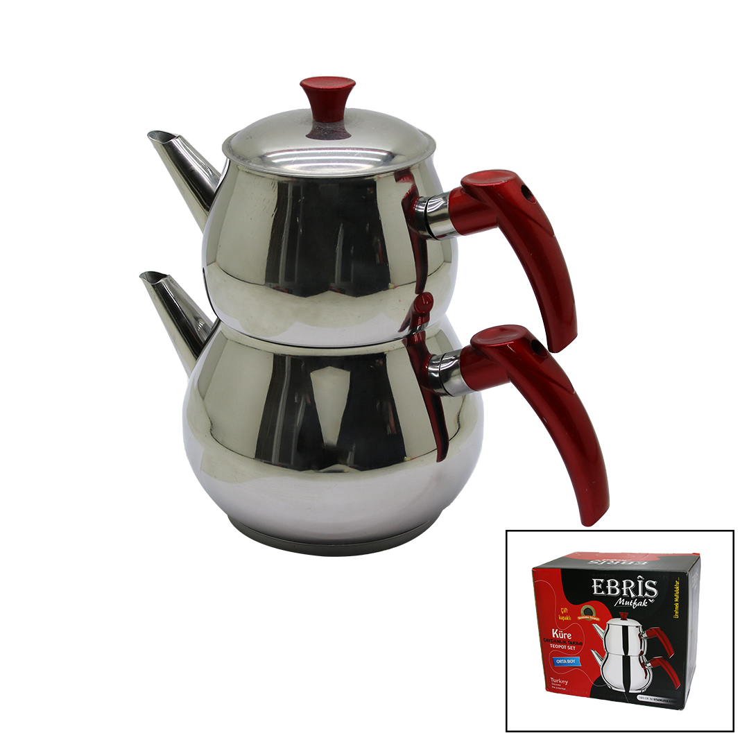 ANKAVERSE® Orta Boy Küre Çelik Çaydanlık Seti
