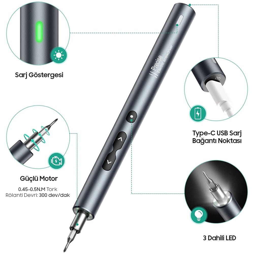 Noyafa NO-882037 28 in 1 Mini Şarjlı Tornavida Seti