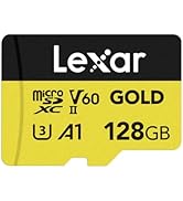 Lexar GOLD 128GB Mikro SD Kart, microSDXC UHS-II Bellek Kartı, V60, U3, A1, C10 microSD Kart, 280...