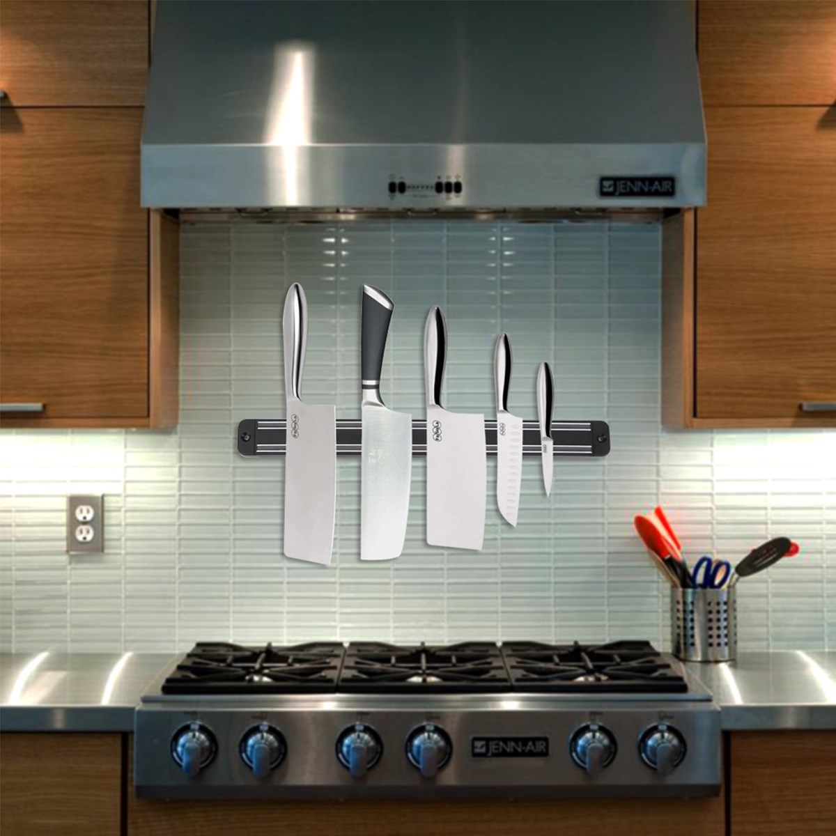 Mıknatıslı Paslanmaz Duvar Bıçak Askısı Standı yan görünüm