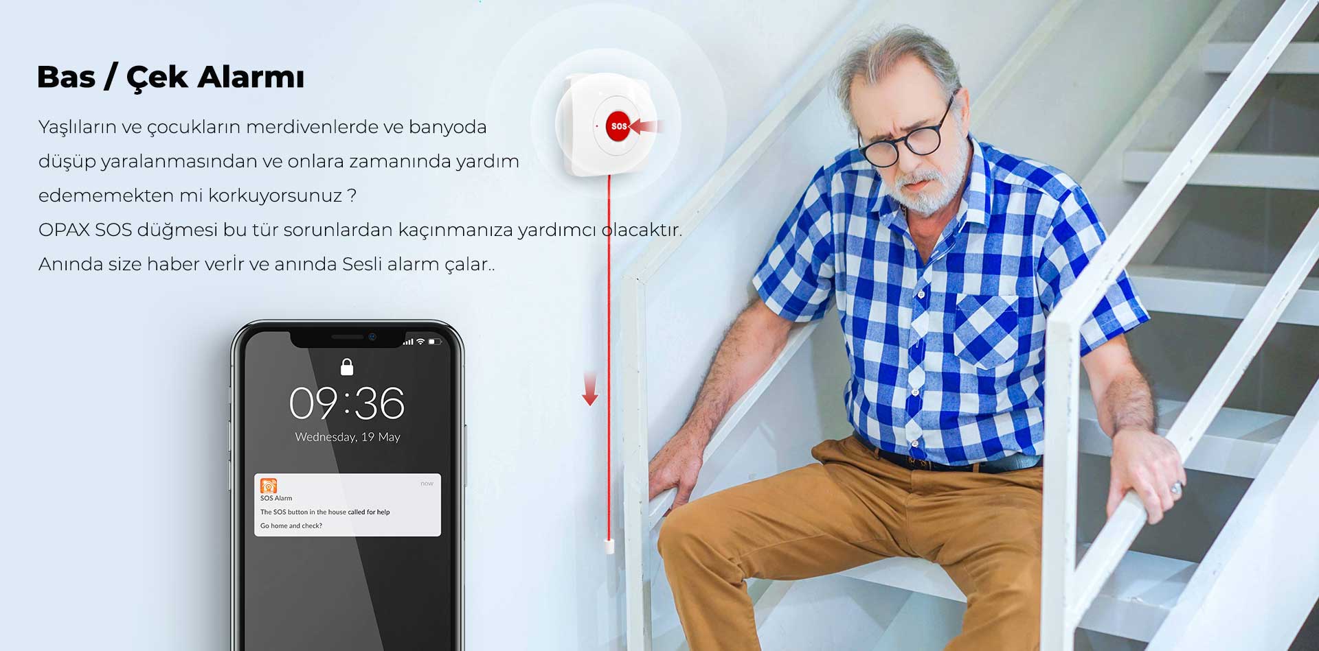 Opax Kablosuz Sağlık ve Panik Butonu