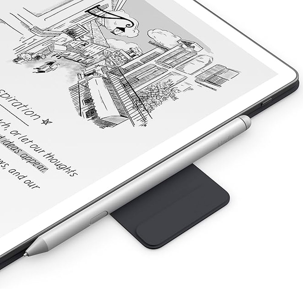 kindle scribe 2025 uyumlu deri manyetik kilif kalem tutucu detay graphite