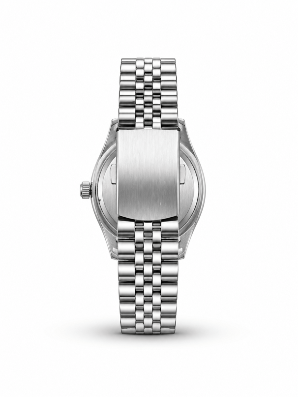 Çift Saati Crest Line Silver Green kordon tokasında temsili lazer isim baskısı