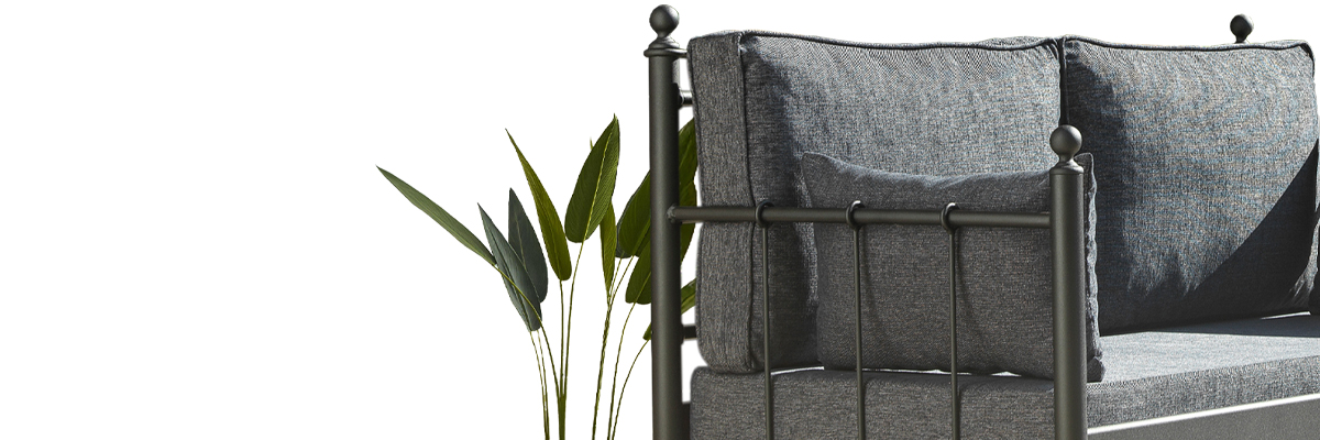 Lalas Dk Metal Sofa Sedir 70x140 İkili Koltuk Siyah-Antrasit