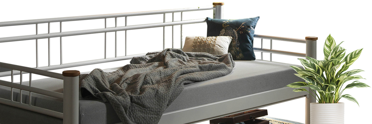 Kappis Daybed Tek Kişilik Beyaz Sedir Metal Karyola