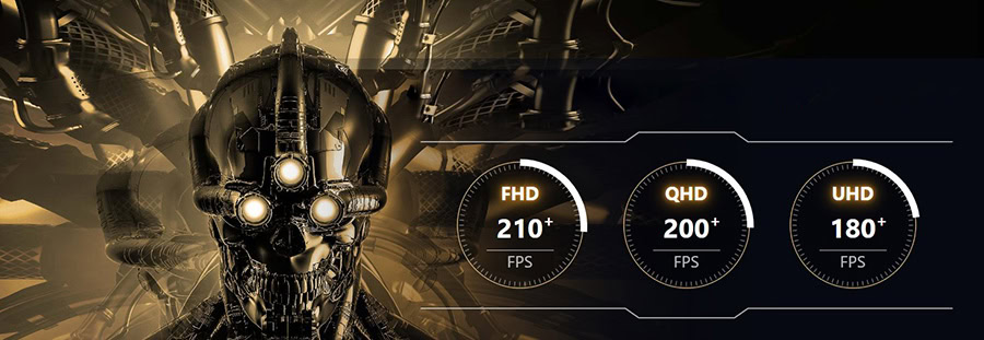 Yapay zekalı robot ve yüksek çözünürlüklü ekran performans göstergeleri, FHD, QHD ve UHD ekran çözünürlükleri, oyun ve teknoloji odaklı görsel, gaming ve bilgisayar donanımı optimizasyonu.