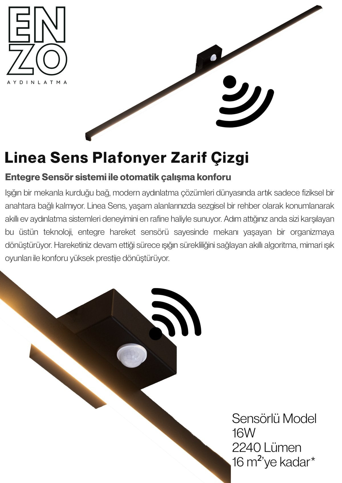 Model X Çift Yönlü Mimari Lineer Sarkıt Avize - Gold