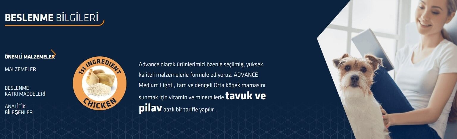 Advance Light Medium Tavuklu Orta Irk Diyet Köpek Maması