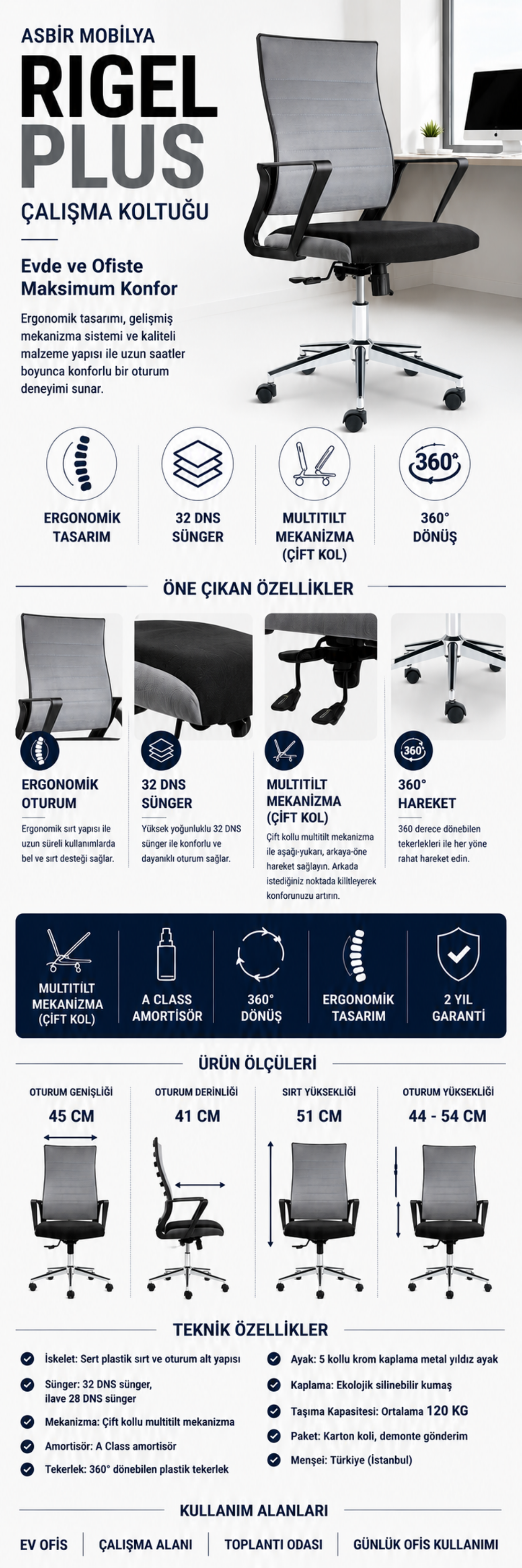 Asbir Mobilya Rigel Plus Çalışma Koltuğu