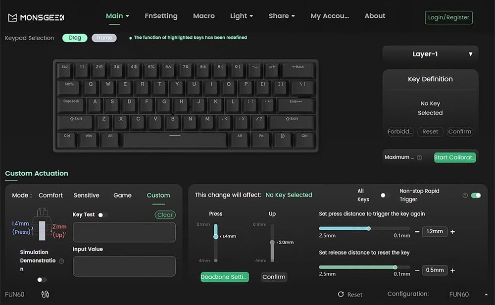 Akko Monsgeek Fun60 Ultra Shine Through Black Gaming Klavye H16