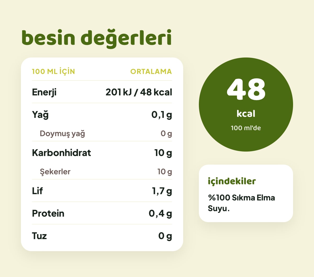 FLAVZ Sıkma Elma Suyu 640 ml bilgi görseli 3