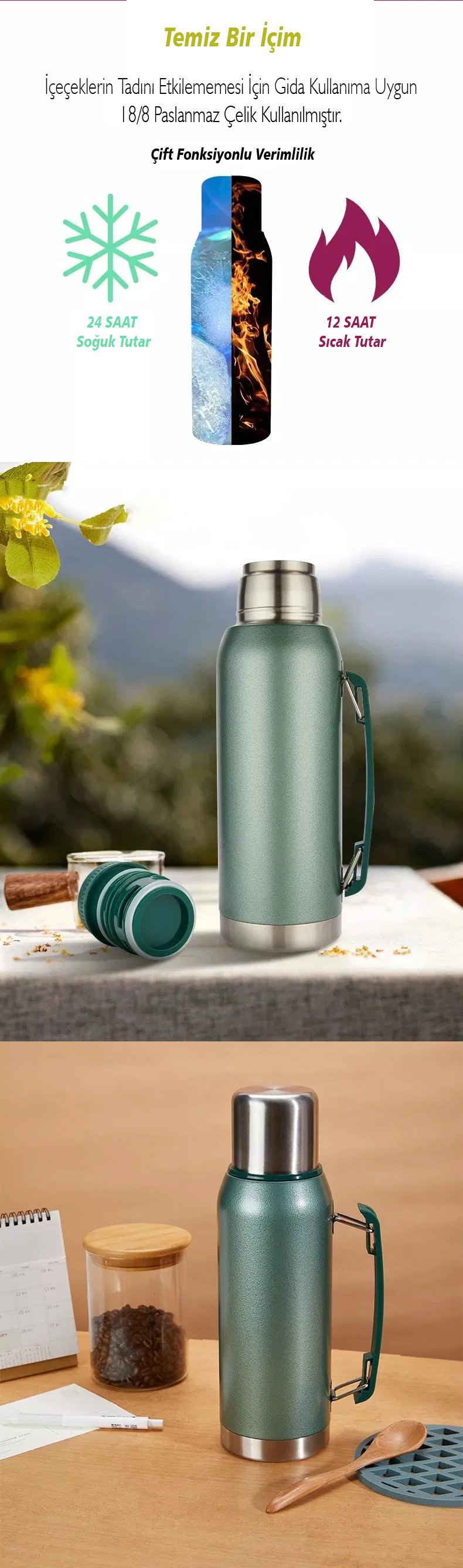 SN-22169 Paslanmaz Çelik Vakumlu Termos Resimli Detayları