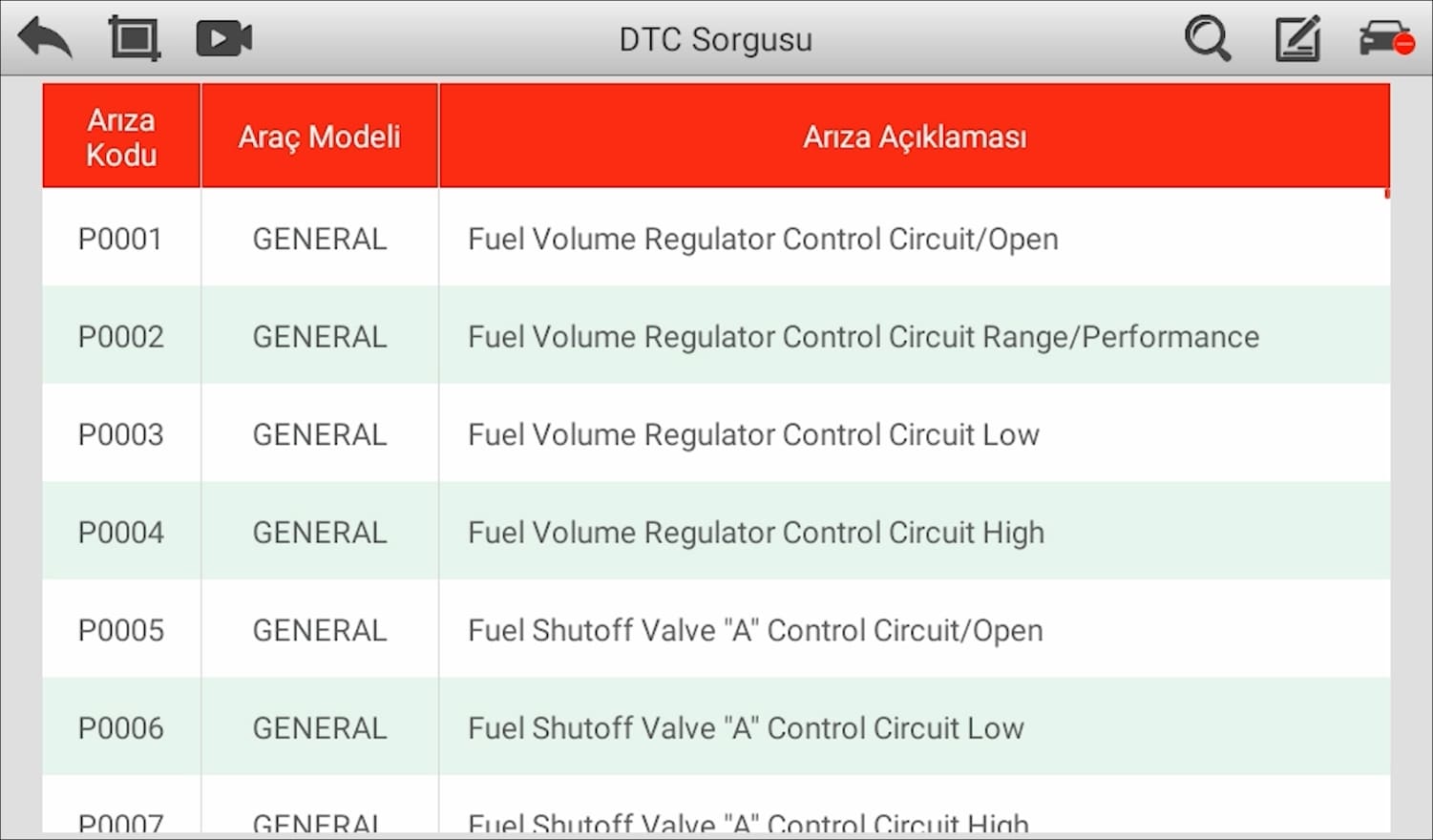 Ancel V5 BT Uygulama Ekran Görüntüsü