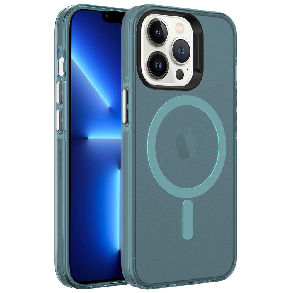 Apple iPhone 13 Pro Max Kılıf Zore M-safe Şarj Özellikli Buzlu Transparan C-Pro Sert Kapak - 4