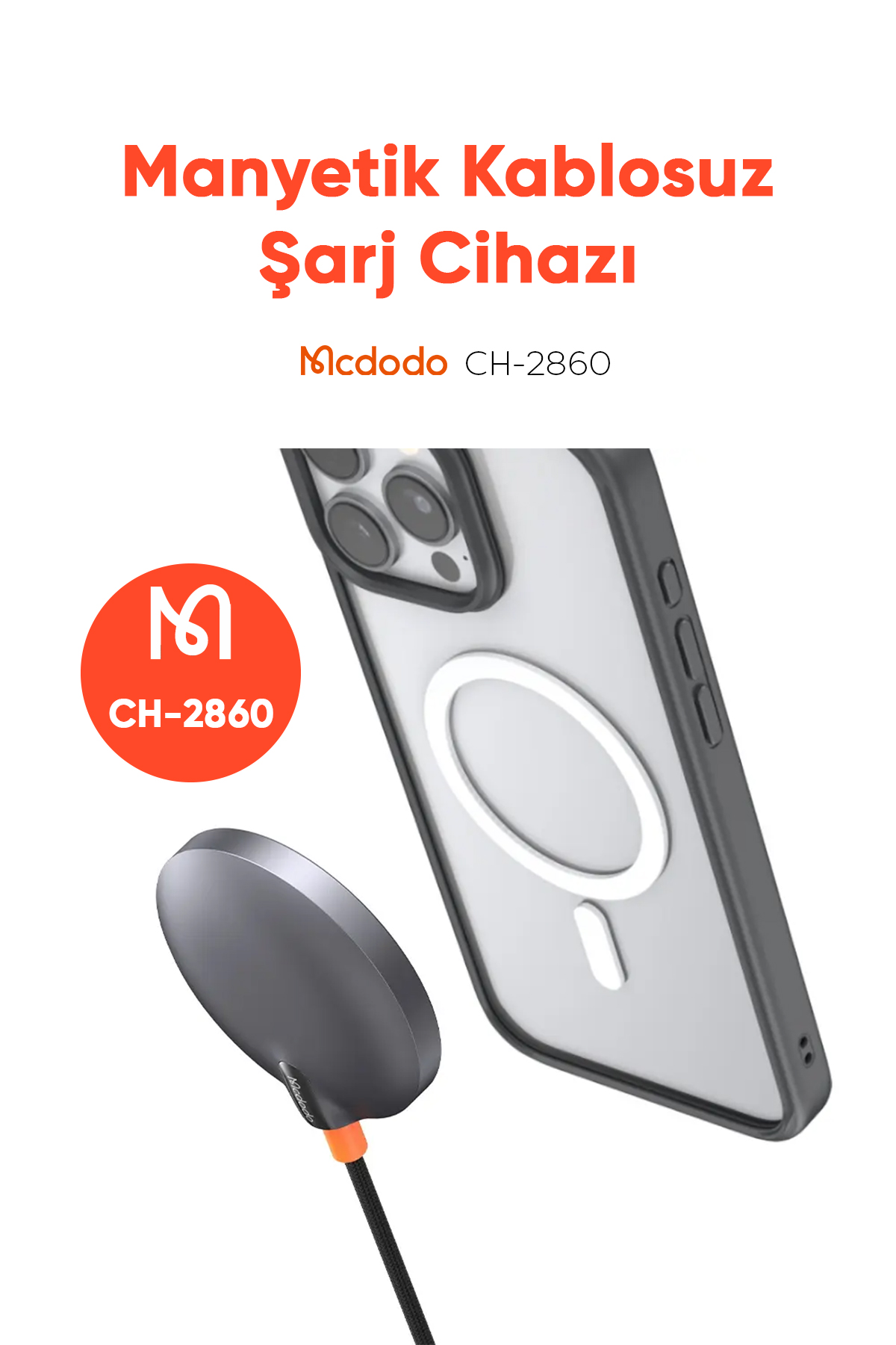 CH-2860 15W MagQ Qi2 Masaüstü kablosuz şarj cihazı - Gri Afişi