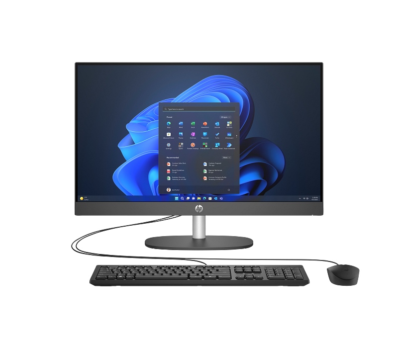 HP ProOne 240 23.8 inch G10 All-in-One Desktop PC WW IronGray T NT HAS Wired Win11 CoreSet VisID WhiteBG Front