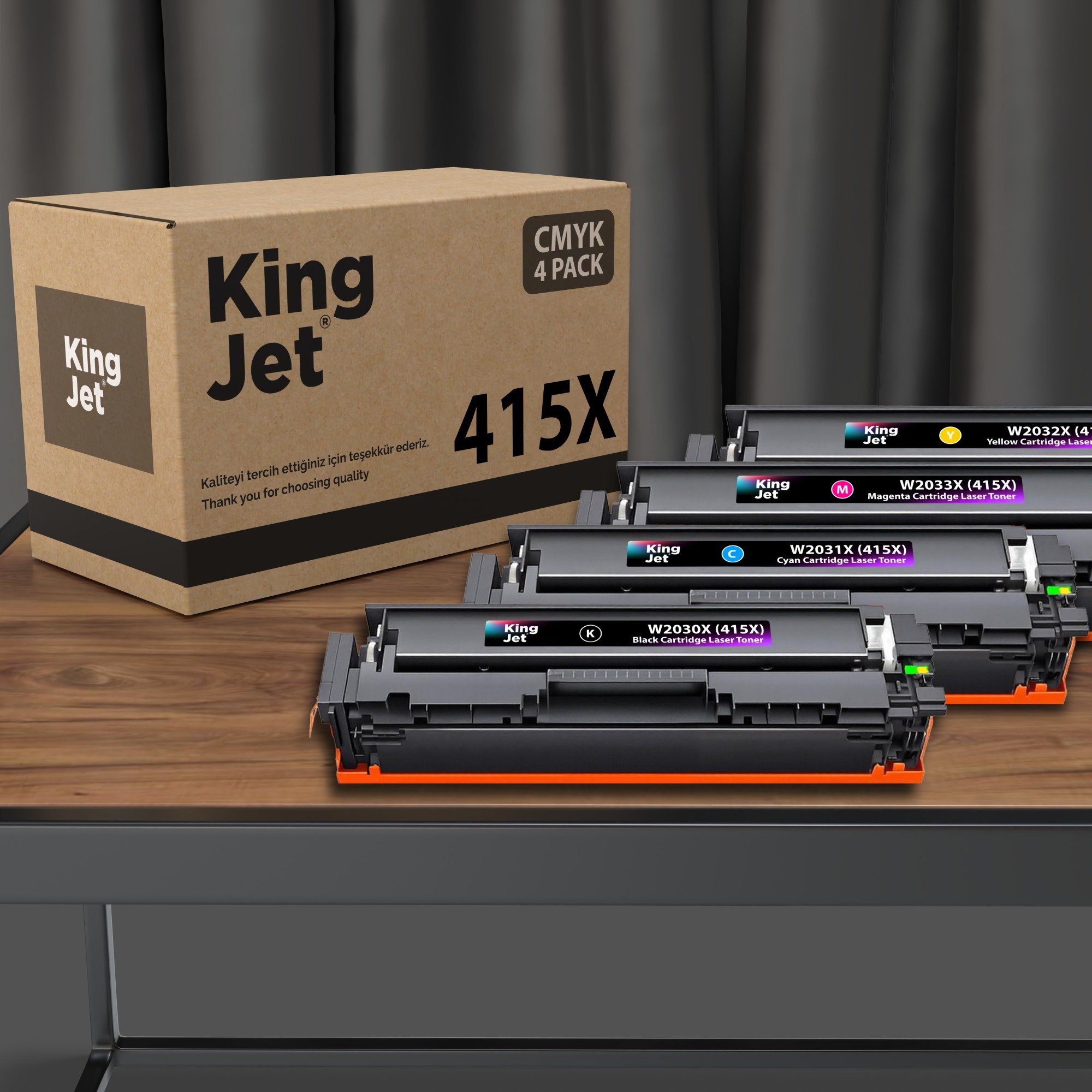 KingJET 415A W2030A Uyumlu Çipli Standart Kapasiteli 4 Renk Takım Toner Seti