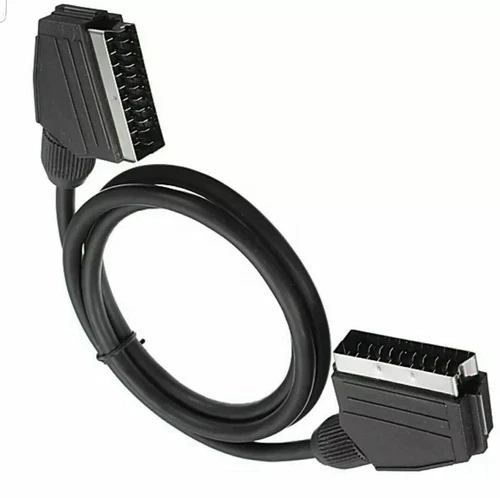 1M Premium SCART Lead Cable Fully Wired 21 Pin RGB SKY TV DVD Nickel Plated - Picture 1 of 3