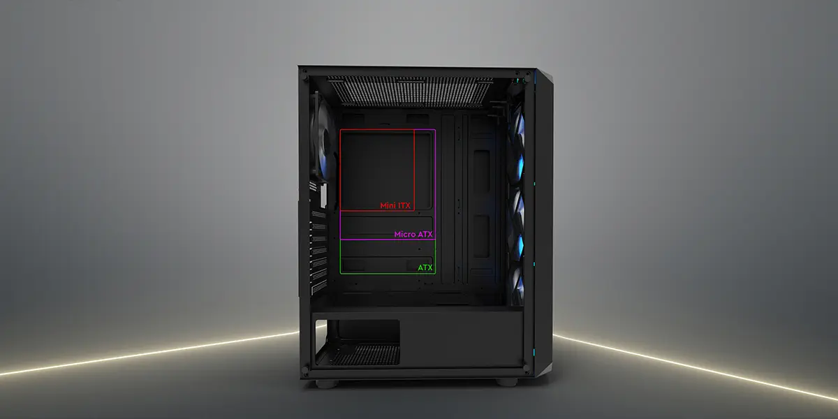 GamePower Aura 4*120mm Siyah Fan A-RGB Şerit Led 550W 80+ Bronze Power Supply Gaming Kasa