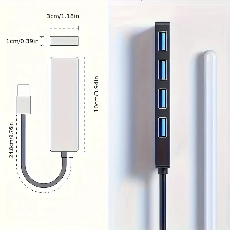 yüksek hızlı 4 portlu usb 3.0 hub - masaüstü, dizüstü bilgisayar, , flash sürücüler, sabit diskler, konsollar, yazıcılar, pcler, klavyeler için taşınabilir tasarımlı kompakt çok portlu adaptör - , dell ile uyumlu ayrıntılar 0