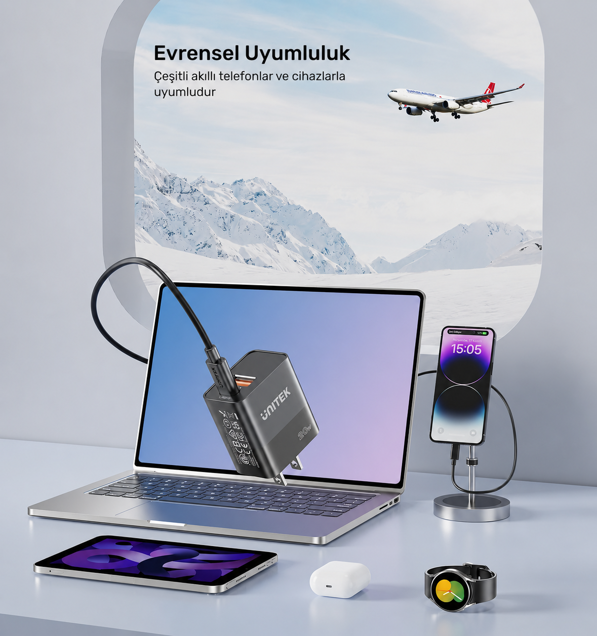 Unitek 20W Hızlı Şarj Adaptörü 1*USB-C 1*USB-A