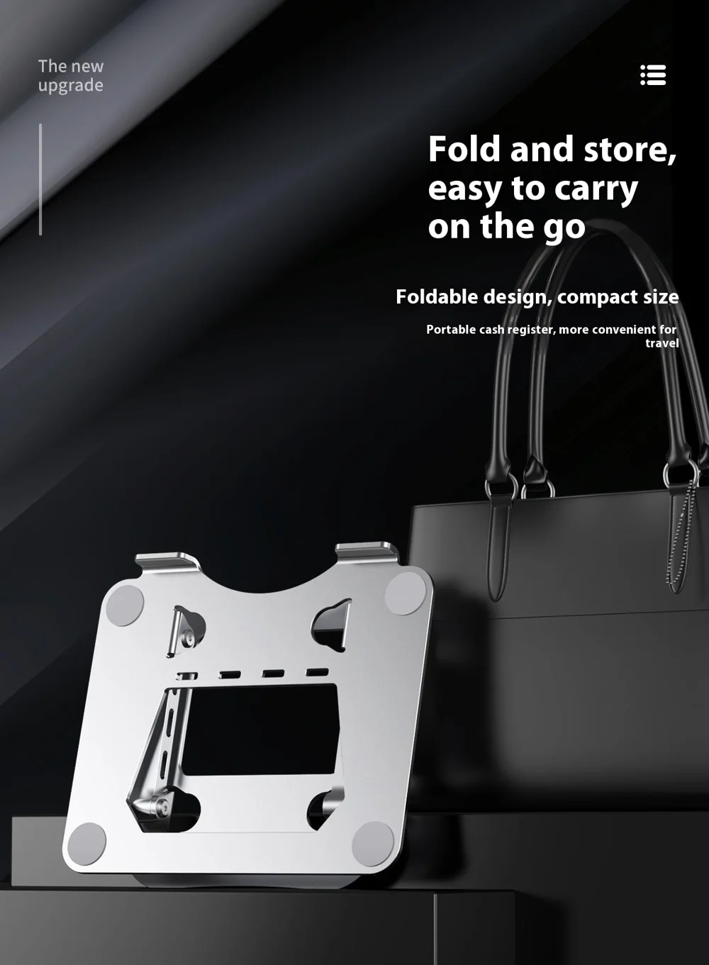 J22 17.3 Inch Laptop Stand Metal Base Heat Dissipation Adjustable Height Nano Steel Notebook Folding Holder Riser - Silver 12