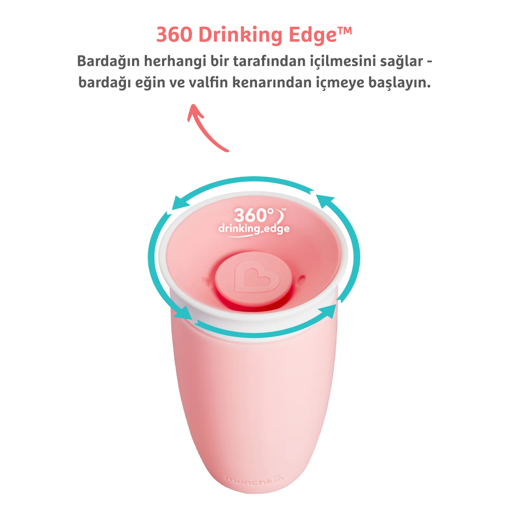 Munchkin Mucize 360° Alıştırma Bardağı, 12AY+, 296 ml Pembe görsel