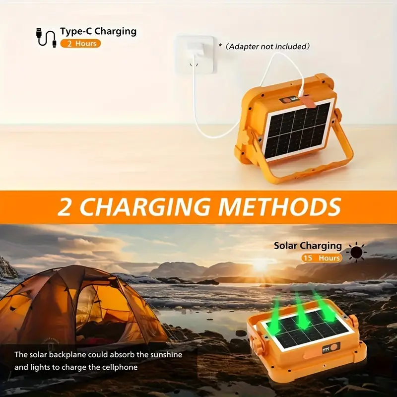  ve açık seyahatleri için aydınlatma sağlayan, manyetik askılı, çift usb ve güneş enerjili, ayarlanabilir parlaklık özellikli, abs malzemeden yapılmış, cilalı metal kaplamalı, şarj edilebilir lityum pil (18650 serisi) ile düşük voltajda çalışan taşınabilir led çalışma lambası. ayrıntılar 3