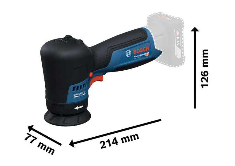 Kompakt fırçasız tasarıma sahip Bosch GPO 12V-77 polisaj makinesi.