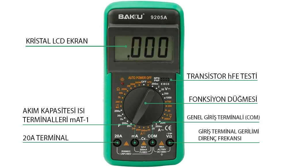 BAKU BK-9205A DIGITAL ÖLÇÜ ALETİ 