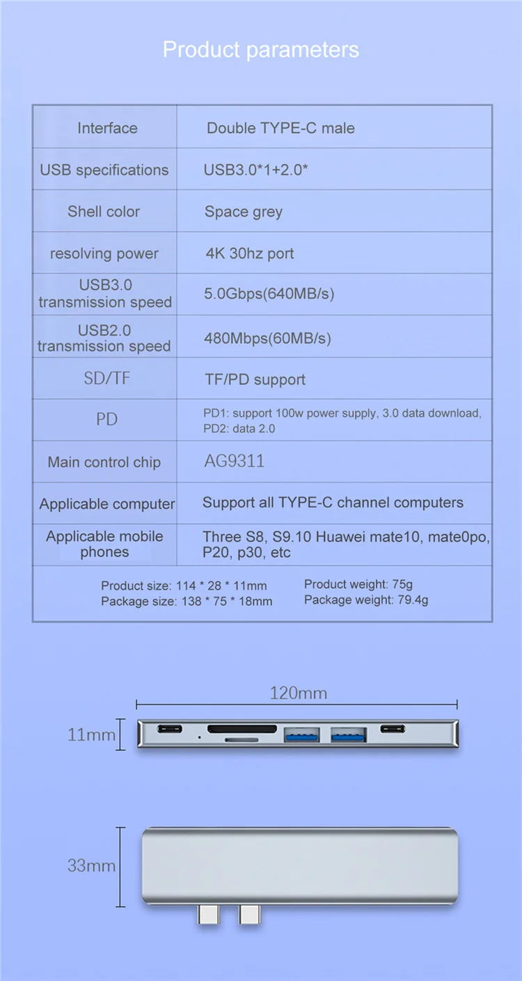 4k Thunderbolt3 adaptörü Pd veri portu Hub Pd yüksek hızlı adaptör Hub için Macbook/hava M1 Usb tip C Hub 4k Dock