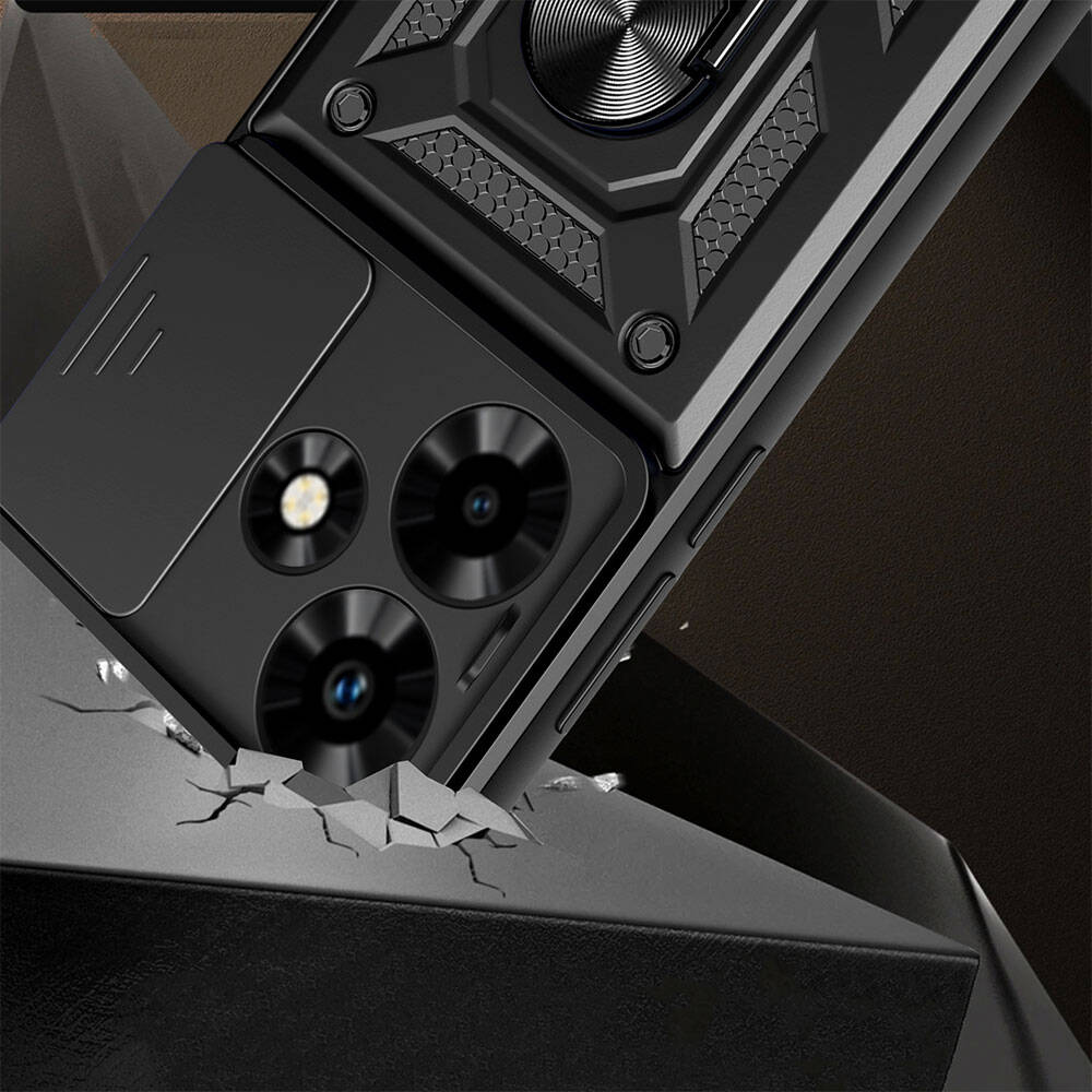 İnfinix Hot 30 Kılıf Magnetik Standlı Kamera Korumalı Zore Sürgülü Vega Kapak - 2