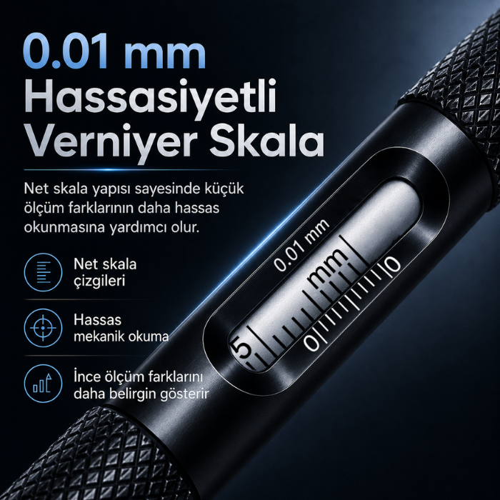 KC-05 delik çap ölçerde 0.01 mm okuma hassasiyeti