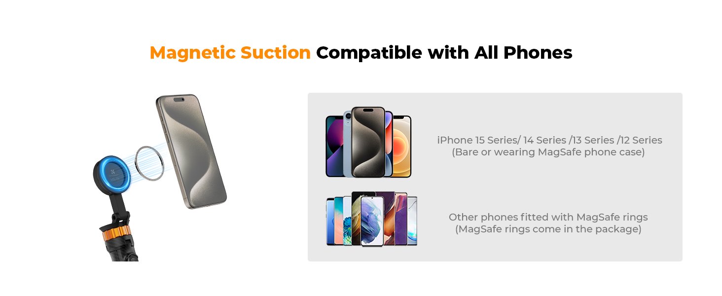 K&F Concept iPhone Uyumlu MagSafe Selfie Çubuğu & Tripod (162cm)