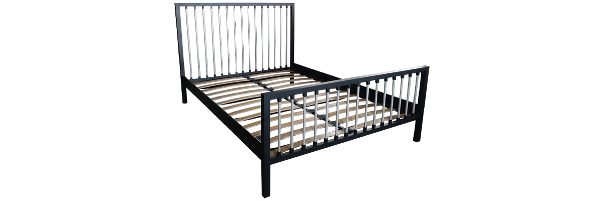 Breeze Çift Kişilik Ferforje Metal Karyola-Siyah-Gri